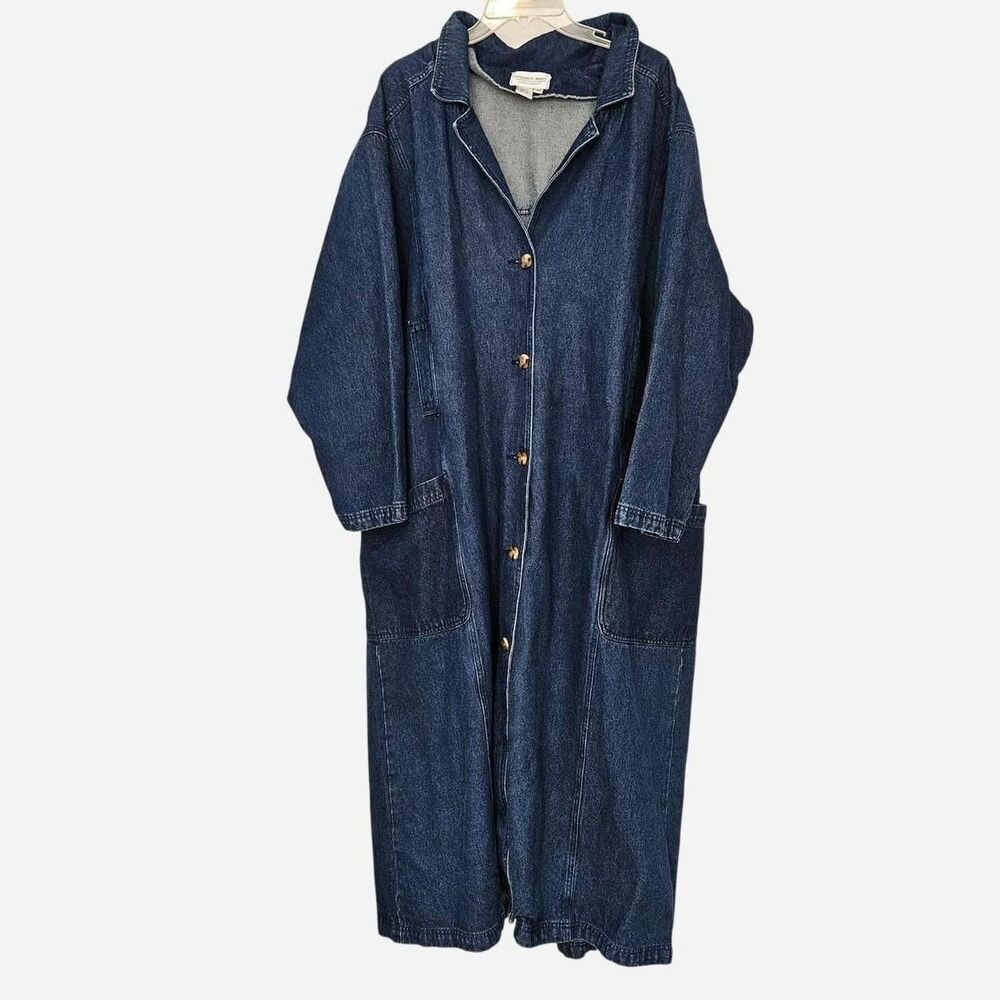 90s western whimsical denim duster trench coat plus size 3X